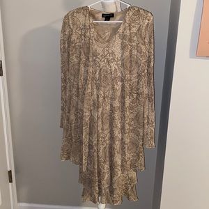 Jones New York Elegant Floral Design Print Silk Midi Dress